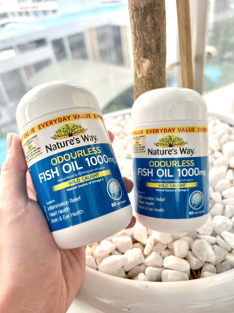 Nature'S Way Odourless Fish Oil 1000mg giúp bổ sung EPA, DHA hỗ trợ tốt cho mắt và não 80 viên