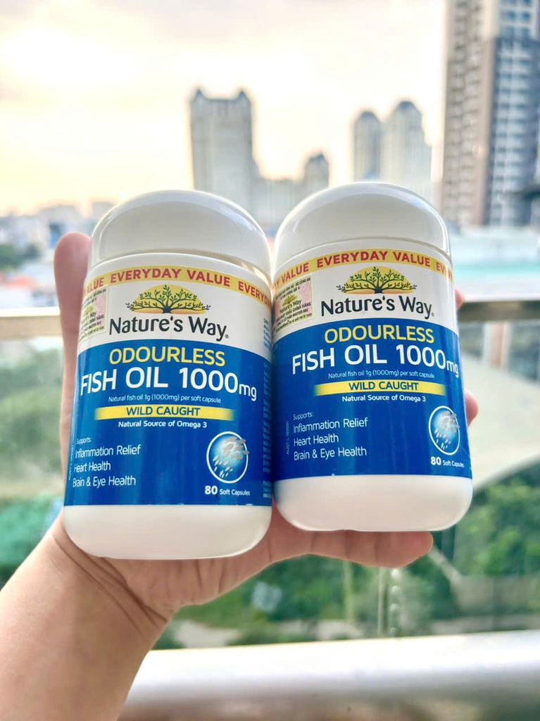 Nature'S Way Odourless Fish Oil 1000mg giúp bổ sung EPA, DHA hỗ trợ tốt cho mắt và não 80 viên