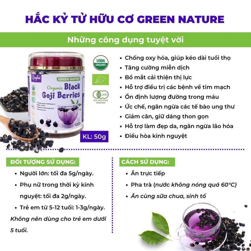 Green Nature Hắc Kỳ Tử Hữu Cơ 50g