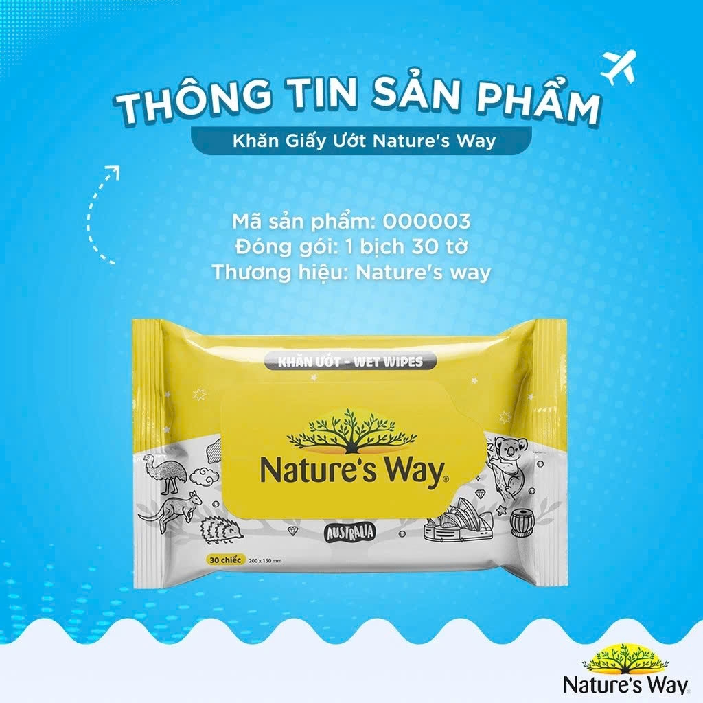 Khăn ướt Nature's Way Không Mùi, An toàn cho da bé 30 Tờ