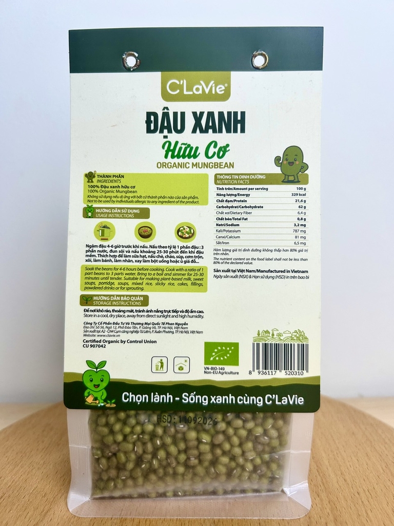 Đậu xanh hữu cơ C'LaVie 200g