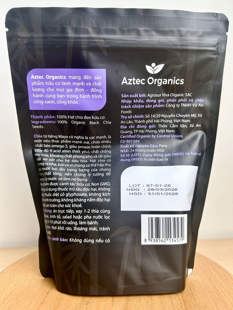 AZTEC ORGANICS Hạt chia hữu cơ 500g