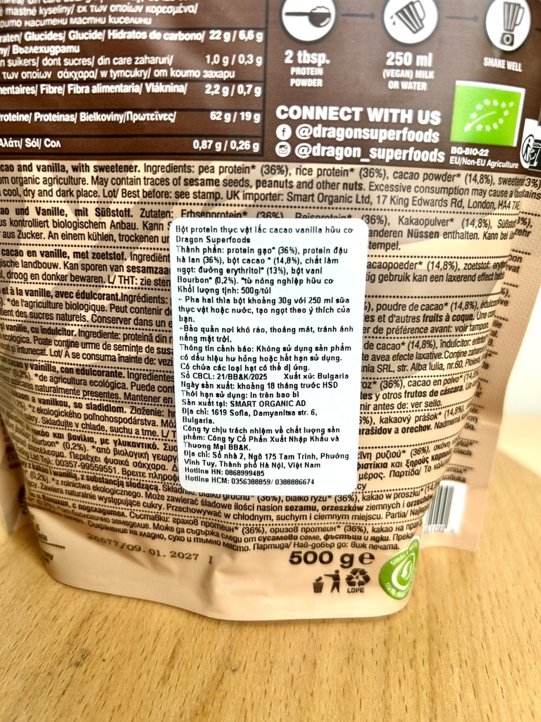 Dragon Superfoods Protein Đạm Mix 500g