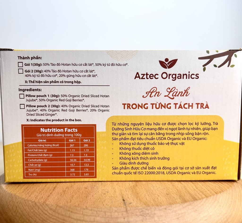 Aztec Organic Trà Dưỡng Sinh Hữu Cơ Táo Đỏ Kỷ Tử