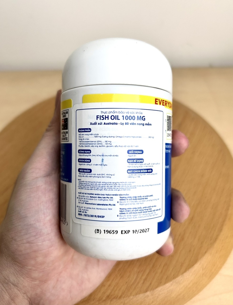 Nature'S Way Odourless Fish Oil 1000mg giúp bổ sung EPA, DHA hỗ trợ tốt cho mắt và não 80 viên
