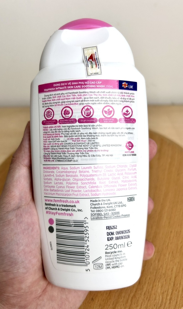 Femfresh DDVS Giảm bệnh phụ khoa, kháng khuẩn top 1 Anh - 250ml