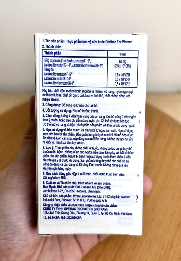 Men vi sinh phụ khoa Optibac For Women - 90V