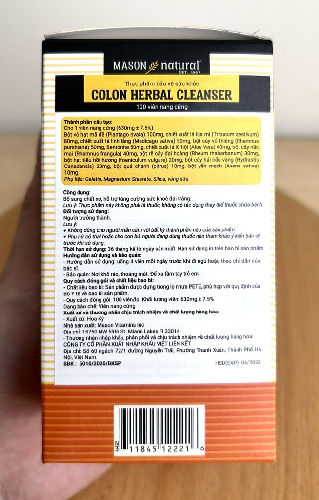 Mason Colon Herbal Cleanser 100V