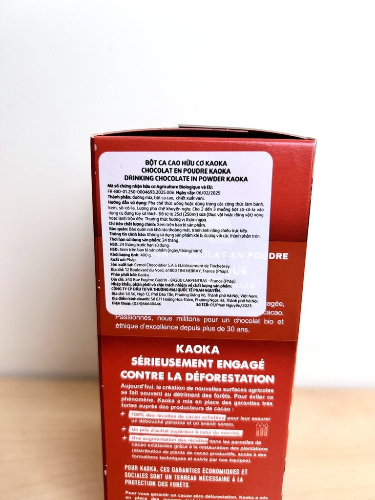 KAOKA Cacao Hữu Cơ Pháp 400g