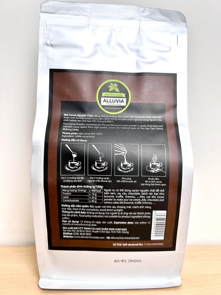 ALLUVIA Bột Ca Cao Nguyên Chất 500g