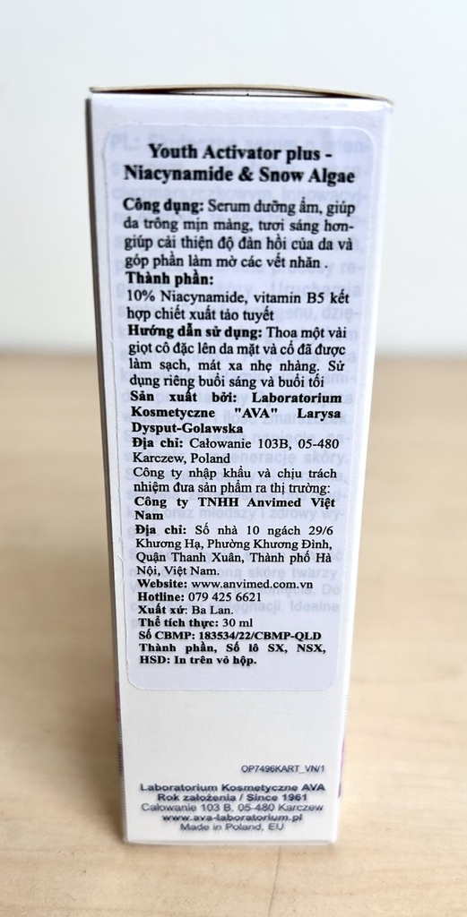 AVA LABORATIUM Serum Niacinamide 10% B5 & Tảo Tuyết - 50ml
