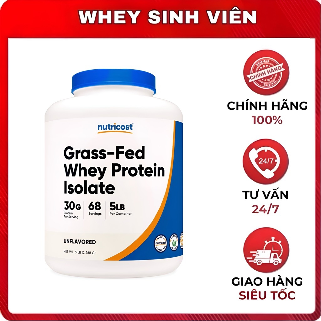 GrassFed Whey Protein Isolate Nutricost 5lbs wheysinhvien