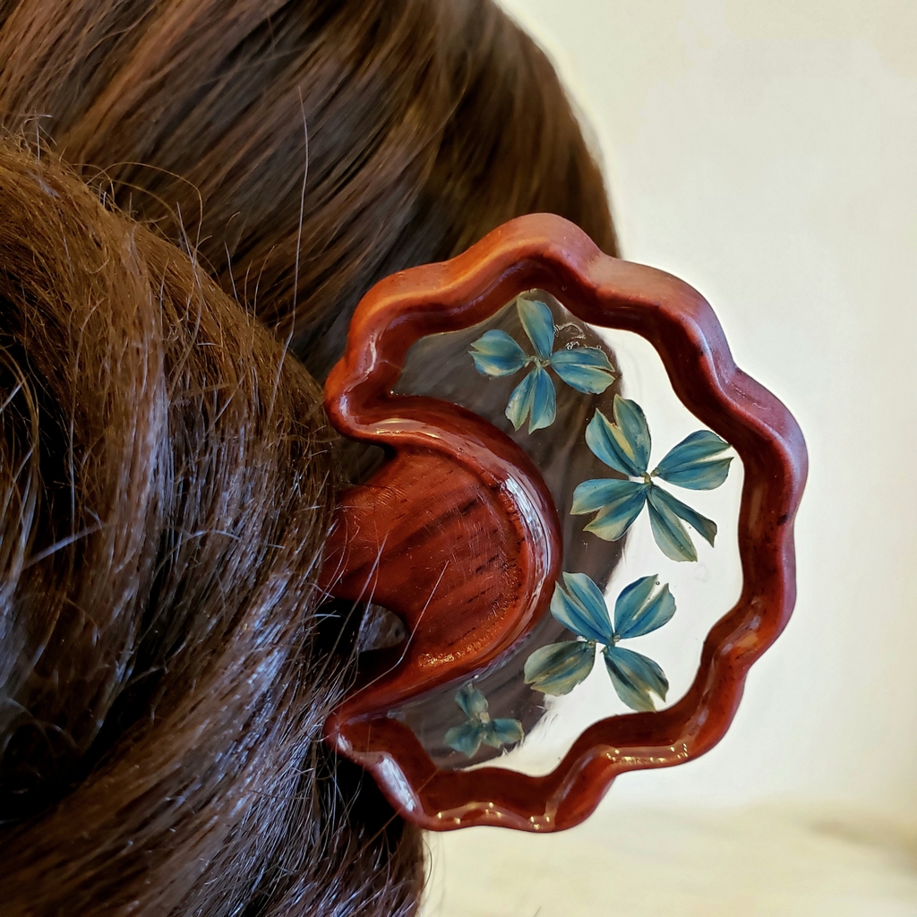 Trâm cài tóc gỗ- resin-cánh quạt- đuôi thỏ 130