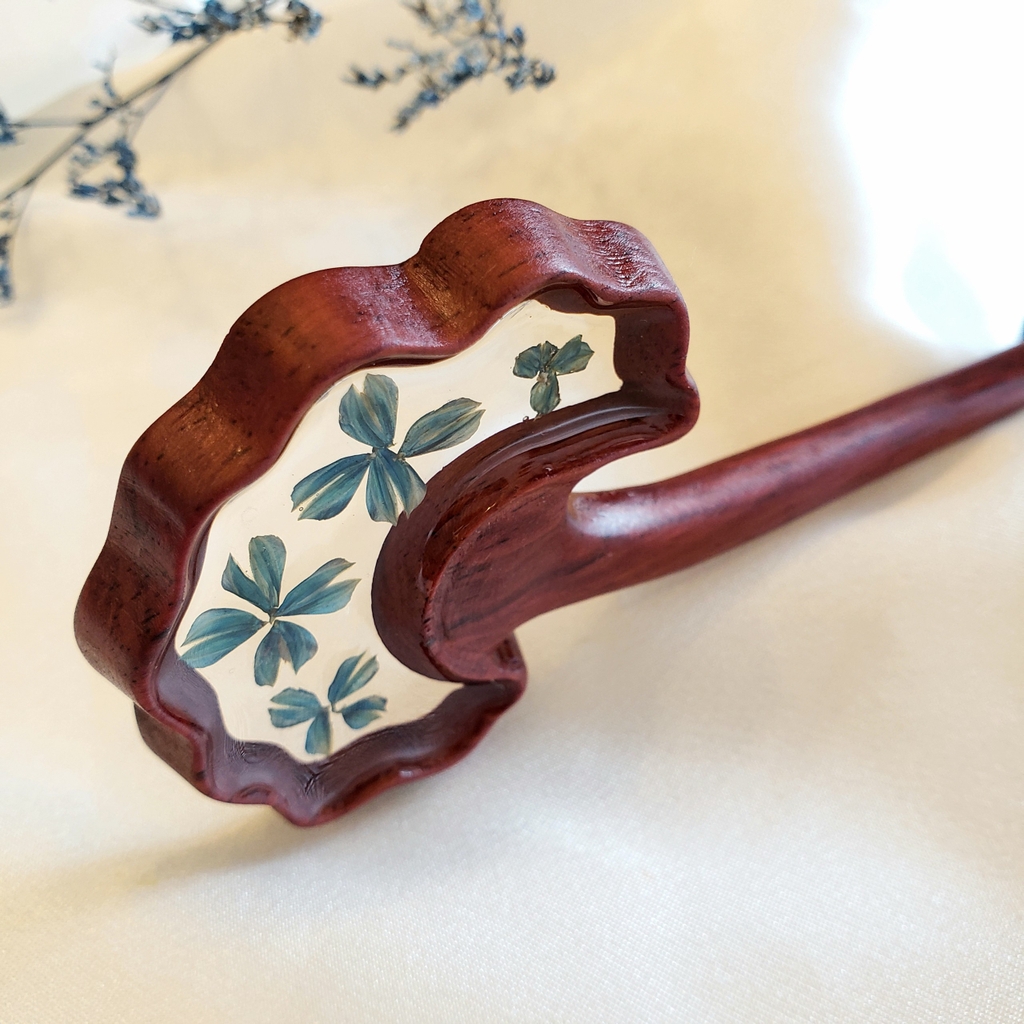 Trâm cài tóc gỗ- resin-cánh quạt- đuôi thỏ 130