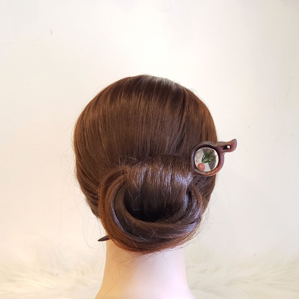 Trâm cài tóc gỗ- rein- hoa khô 40