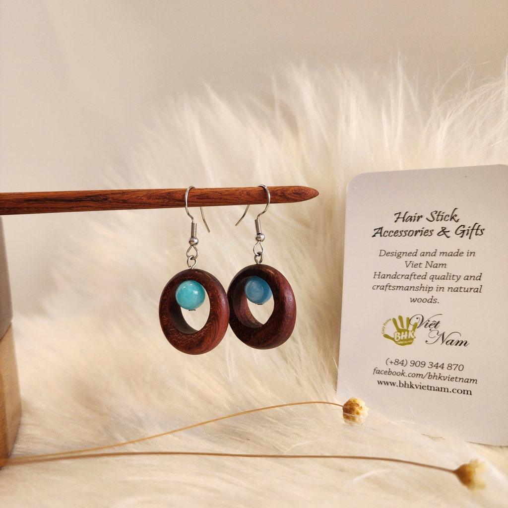 HOA TAI GỖ ĐÍNH HẠT ĐÁ 17