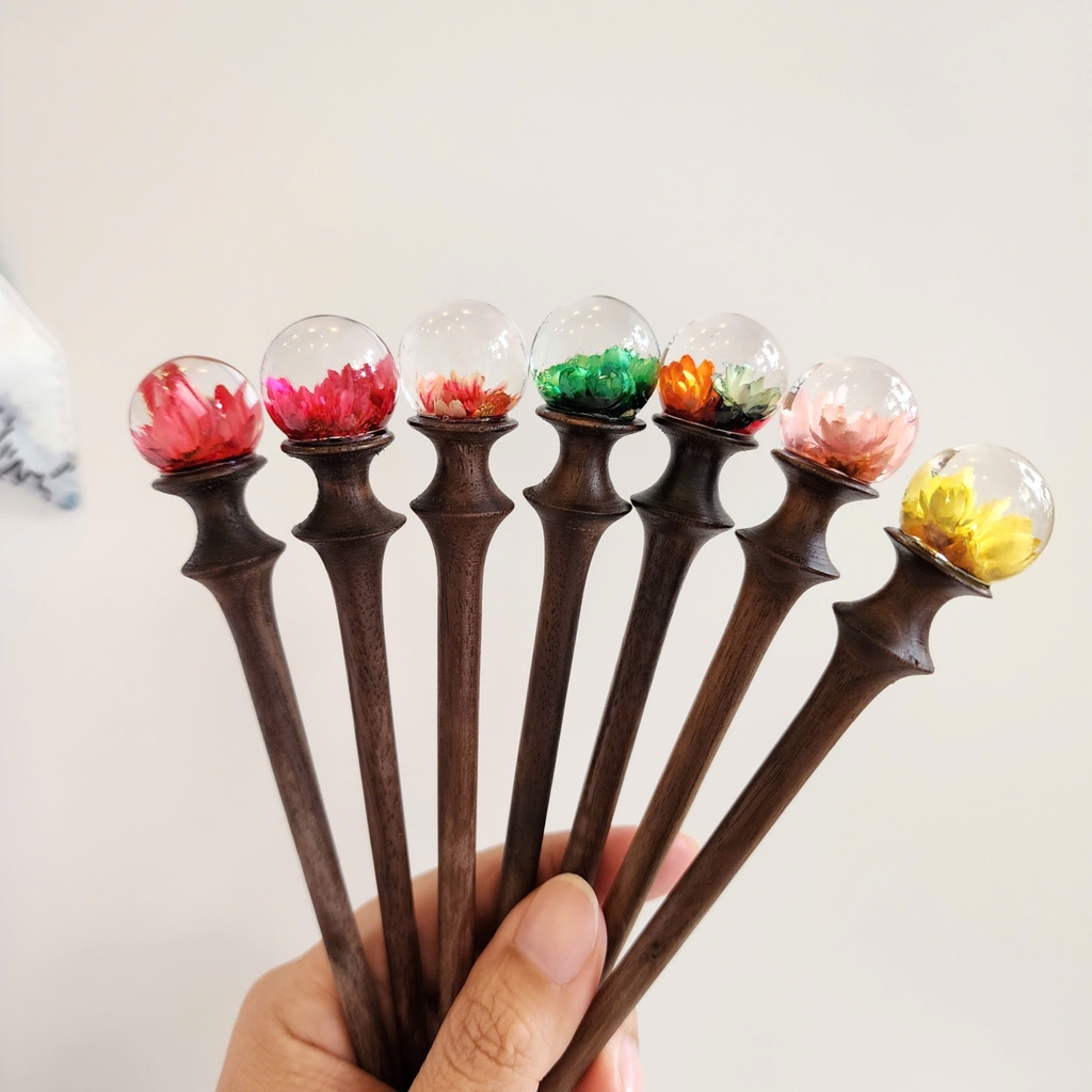 TRÂM CÀI TÓC GỖ-RESIN CẦU 25MM - SNOWY