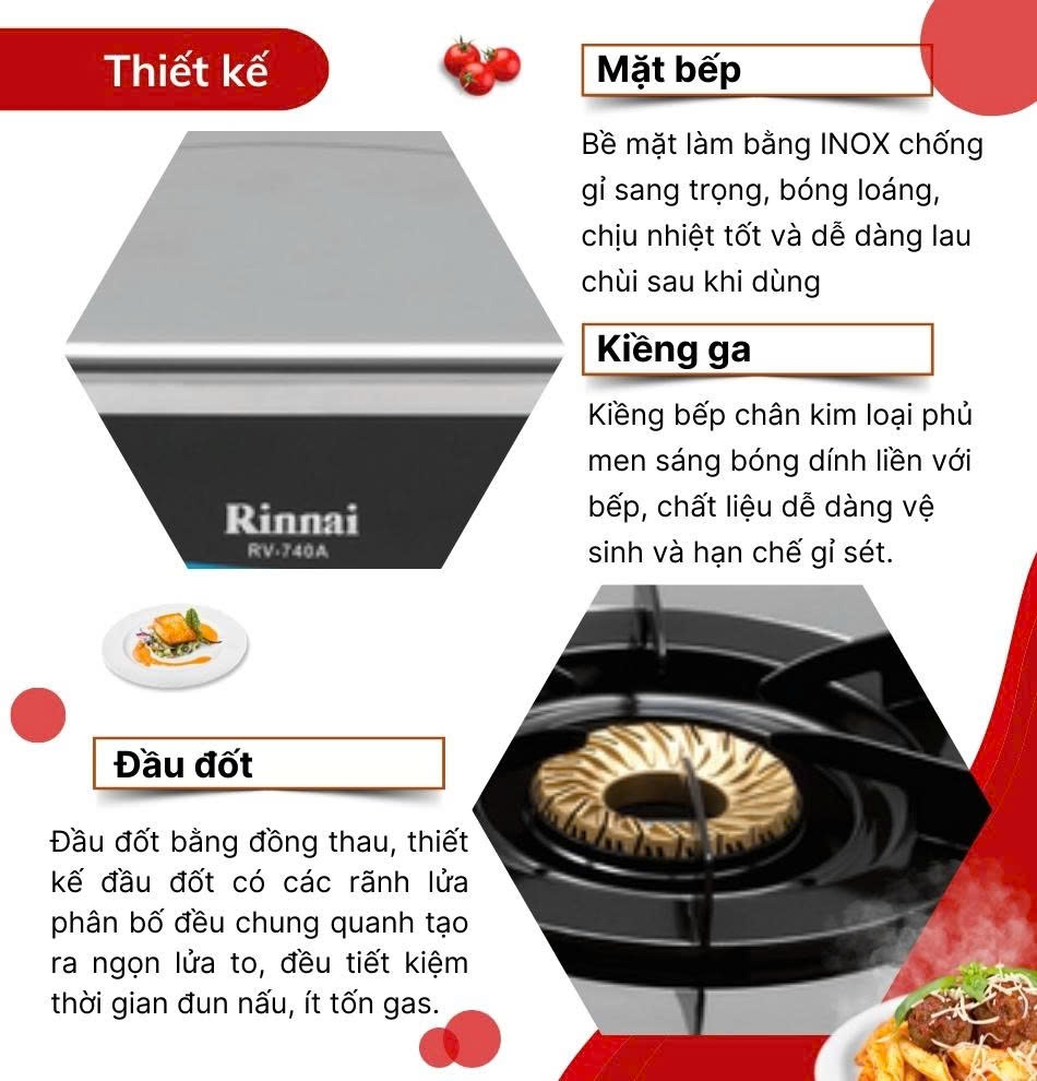 Bếp gas đôi dương Rinnai RV-740A(SMC) | Điện Máy T