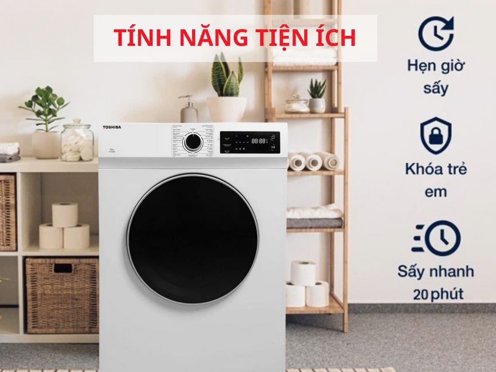 Máy Sấy Quần Áo Toshiba 7Kg TD-H80SEV(WK) Máy Sấy Quần Áo Toshiba 7Kg TD-H80SEV(WK)