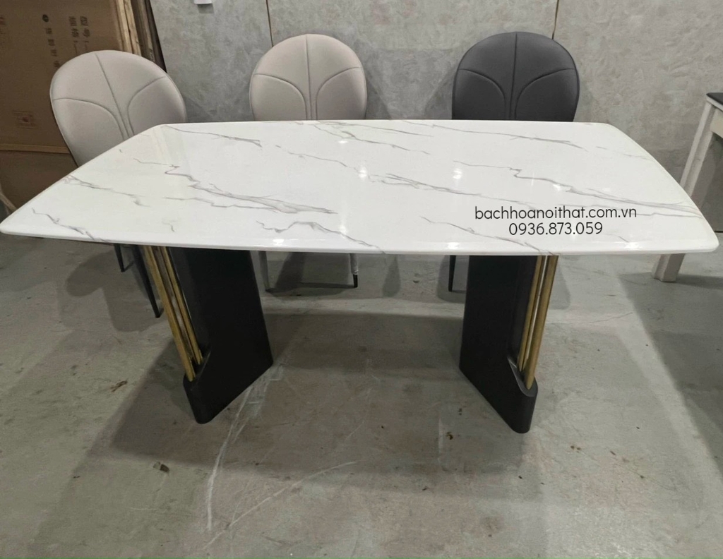 BÀN ĂN NHẬP KHẨU MẶT ĐÁ MARBLE XUYÊN SÁNG