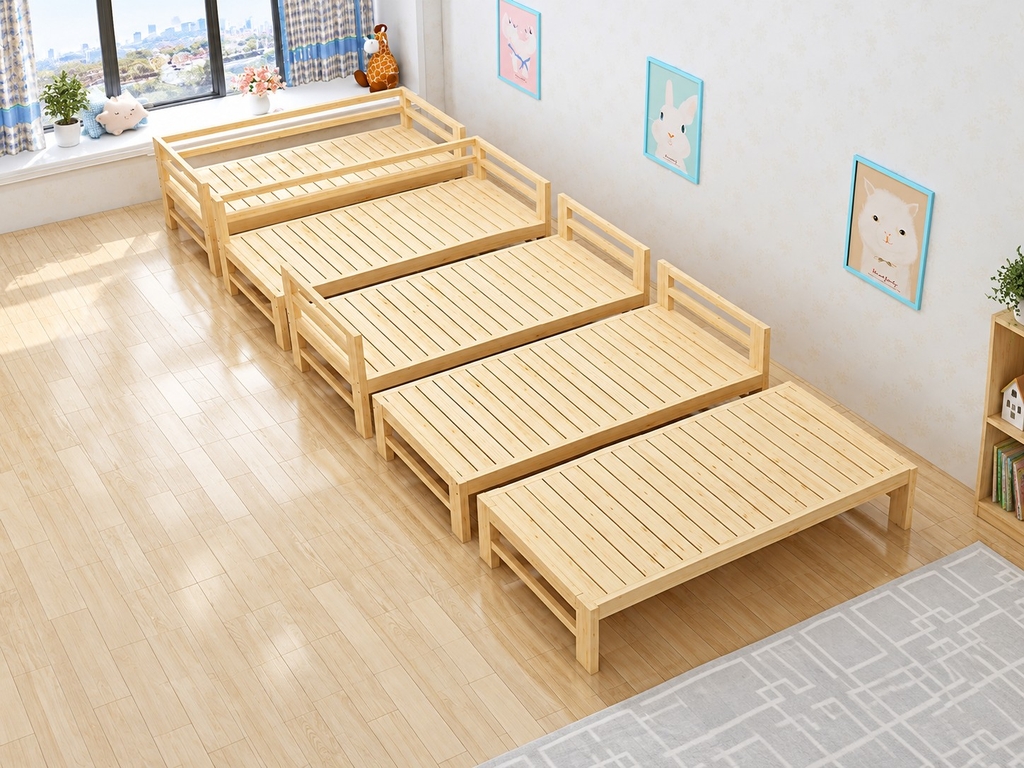 Giường gỗ mầm non thấp cho các con