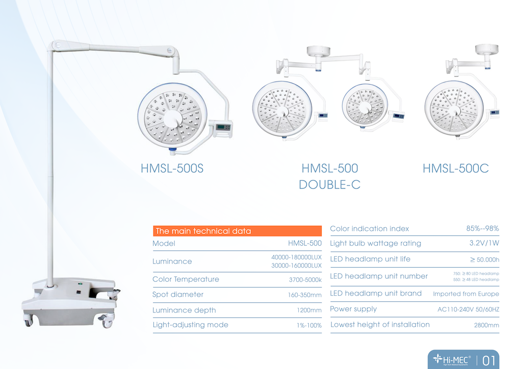 Đèn mổ di động HMSL-500S và đèn mổ treo trần HMSL-500C