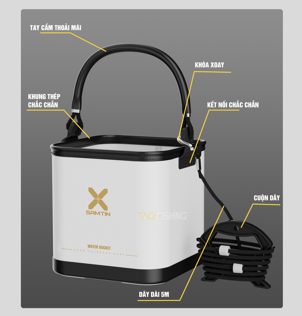 Thùng múc nước Xsamtin 2025 - Carbon