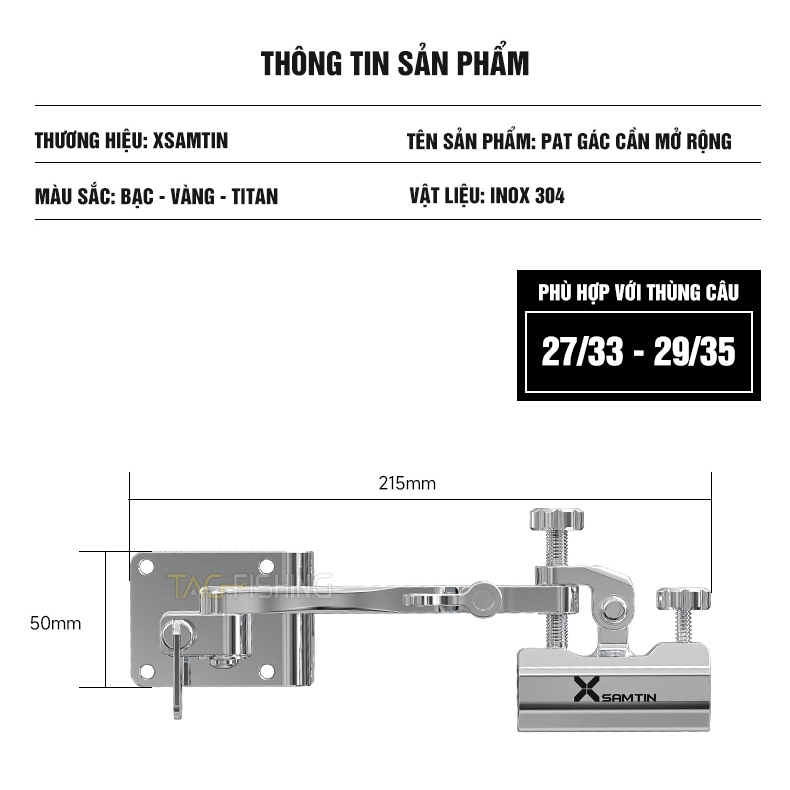 Pat Inox Gác Cần Mở Rộng Xsamtin 2024
