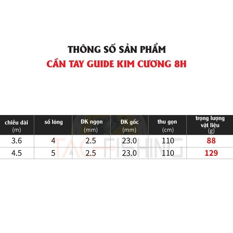 Cần tay Guide Kim Cương 8H Siêu Khoẻ / Thi đấu