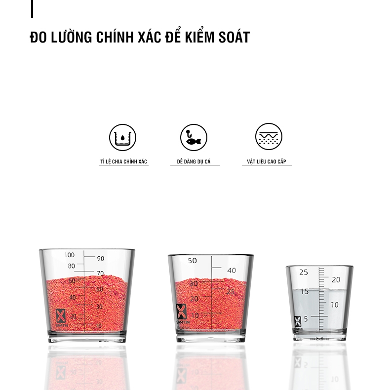 Bộ 4 Cốc Đong Mồi Đo ml Xsamtin