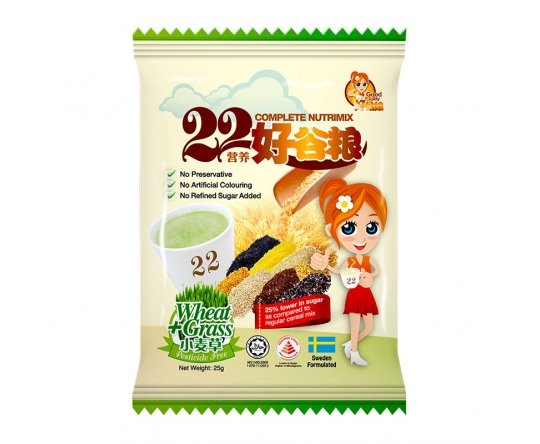 Bột ngũ cốc dinh dưỡng 22 Complete Nutrimix  - Wheat Grass (Mầm lúa mì) 625g - Hộp giấy
