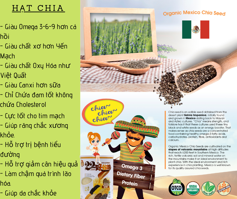 Bột ngũ cốc dinh dưỡng 22 Complete Nutrimix - Chia Seed (Hạt chia) 750g - Hộp thiếc