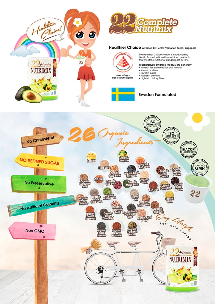 Bột ngũ cốc dinh dưỡng 22+ Complete Nutrimix - Organic Avocado (Bơ) 750g - Hộp thiếc