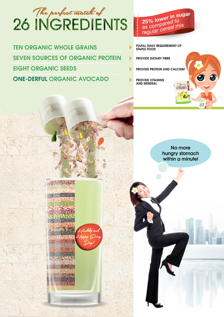 Bột ngũ cốc dinh dưỡng 22+ Complete Nutrimix - Organic Avocado (Bơ) 750g - Hộp thiếc