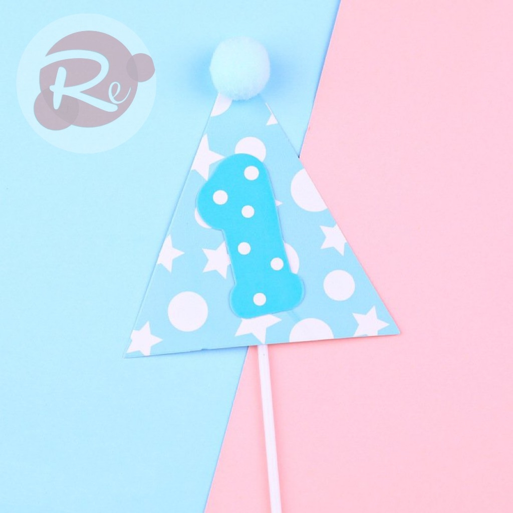 Mũ bông 1 tuổi - Xanh