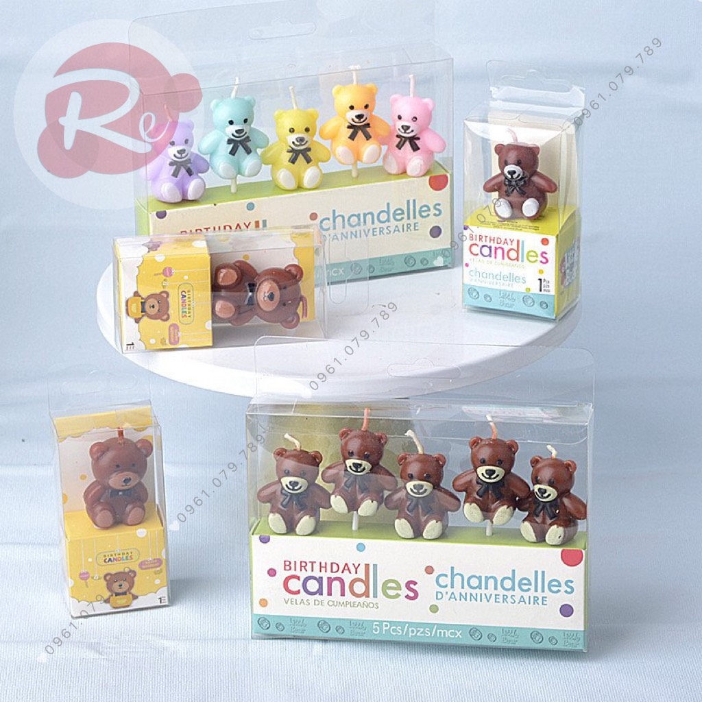 Hộp 5 nến gấu - Gấu sắc màu