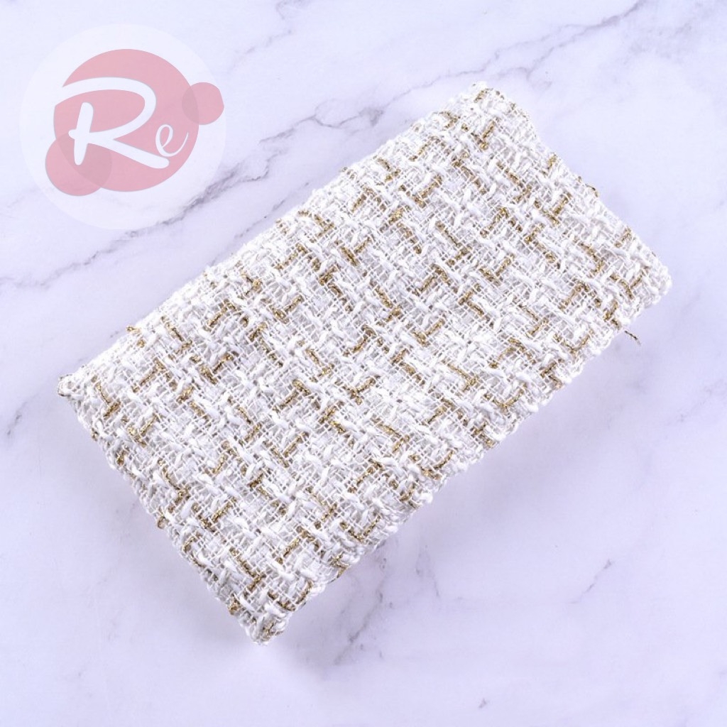 Cuộn thành bánh vải dạ tweed - Trắng (30x75cm)