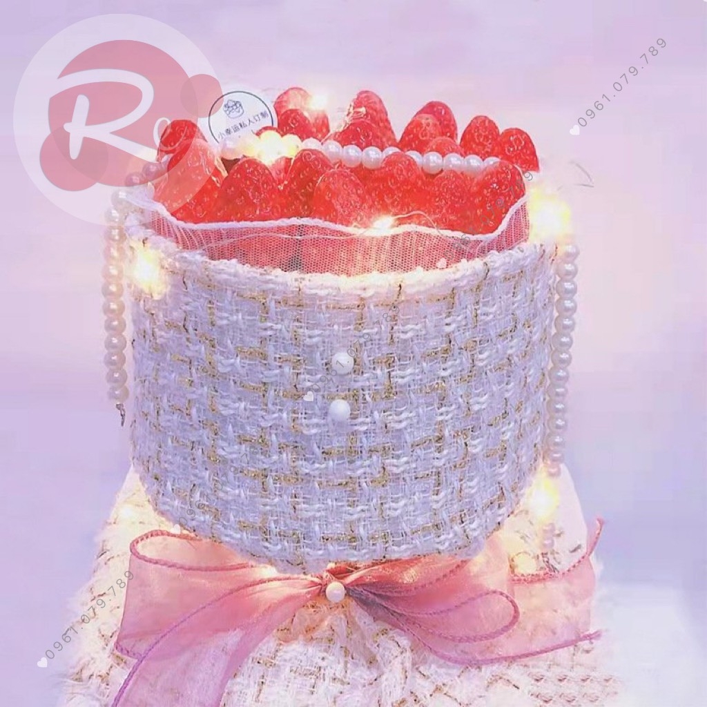 Cuộn thành bánh vải dạ tweed - Trắng (30x75cm)