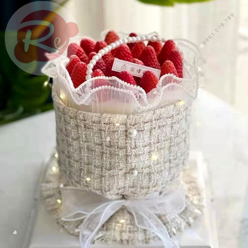 Cuộn thành bánh vải dạ tweed - Trắng (30x75cm)