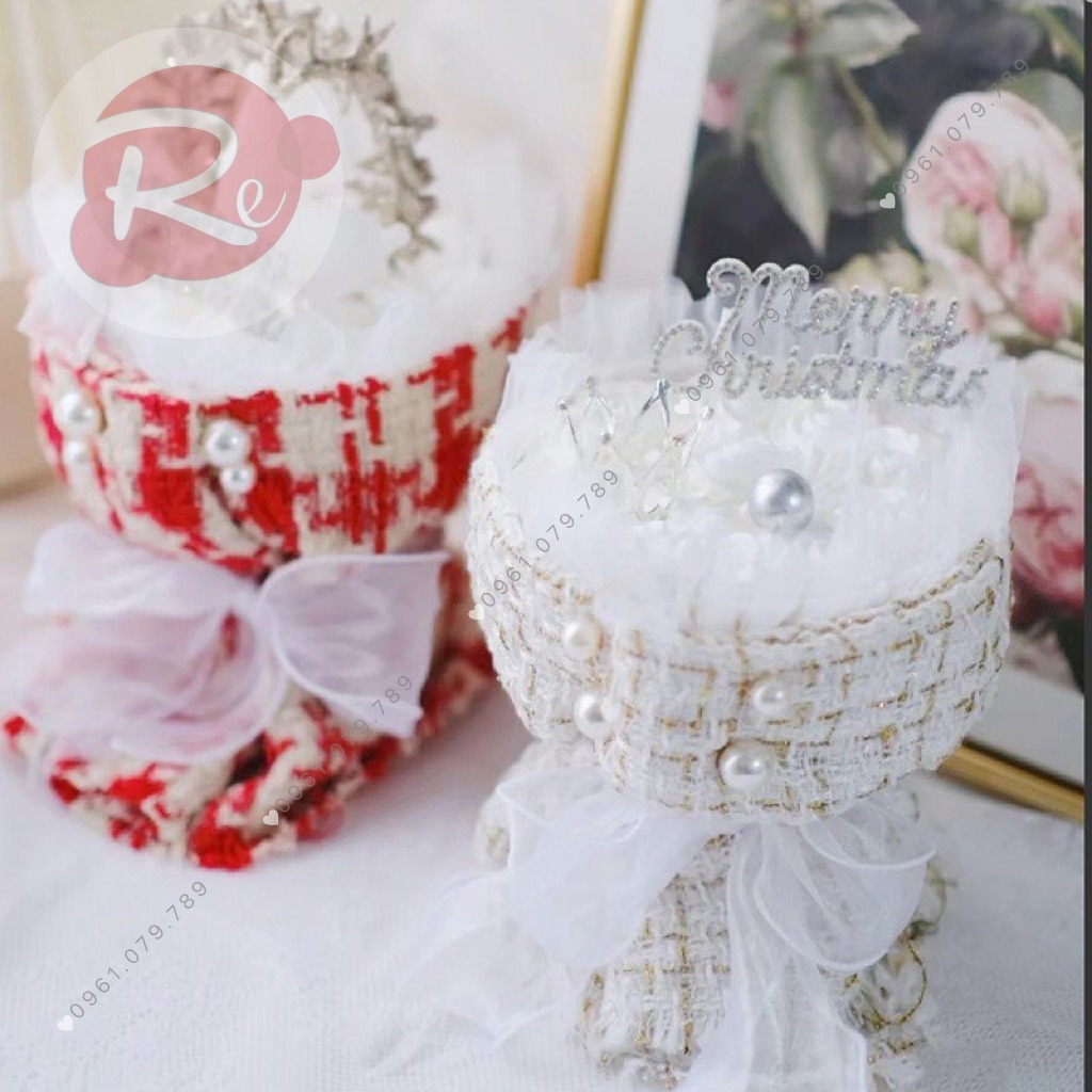 Cuộn thành bánh vải dạ tweed - Đỏ (30x75cm)