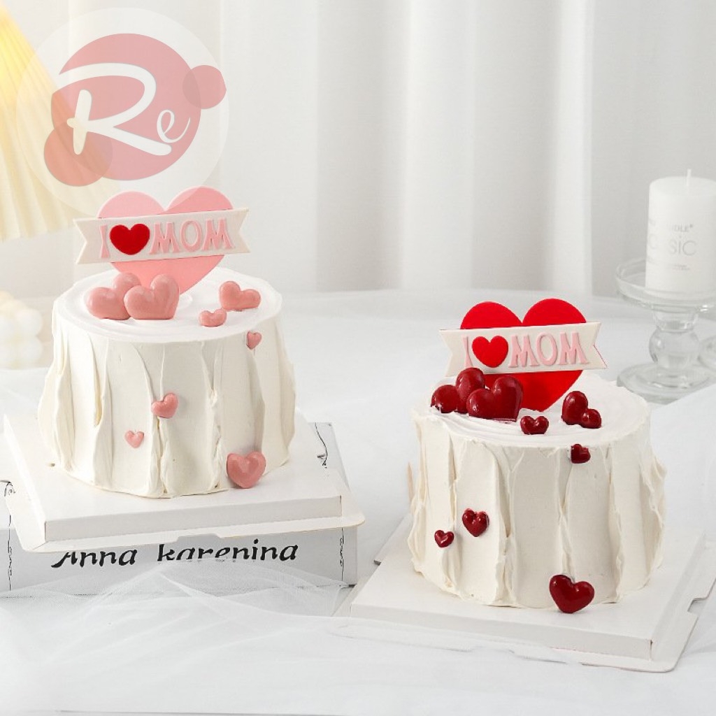 Que cắm Silicon tim - I LOVE MOM - đỏ