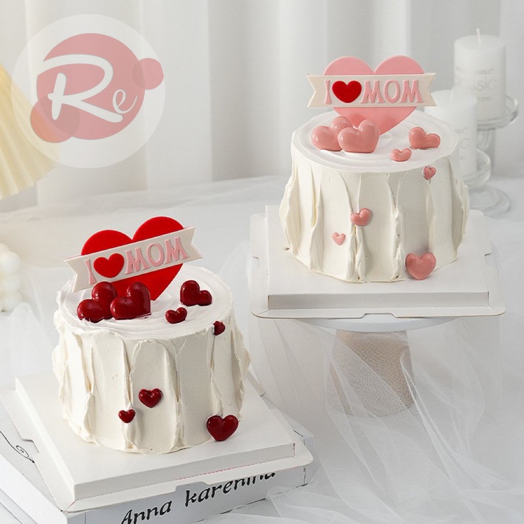 Que cắm Silicon tim - I LOVE MOM - đỏ