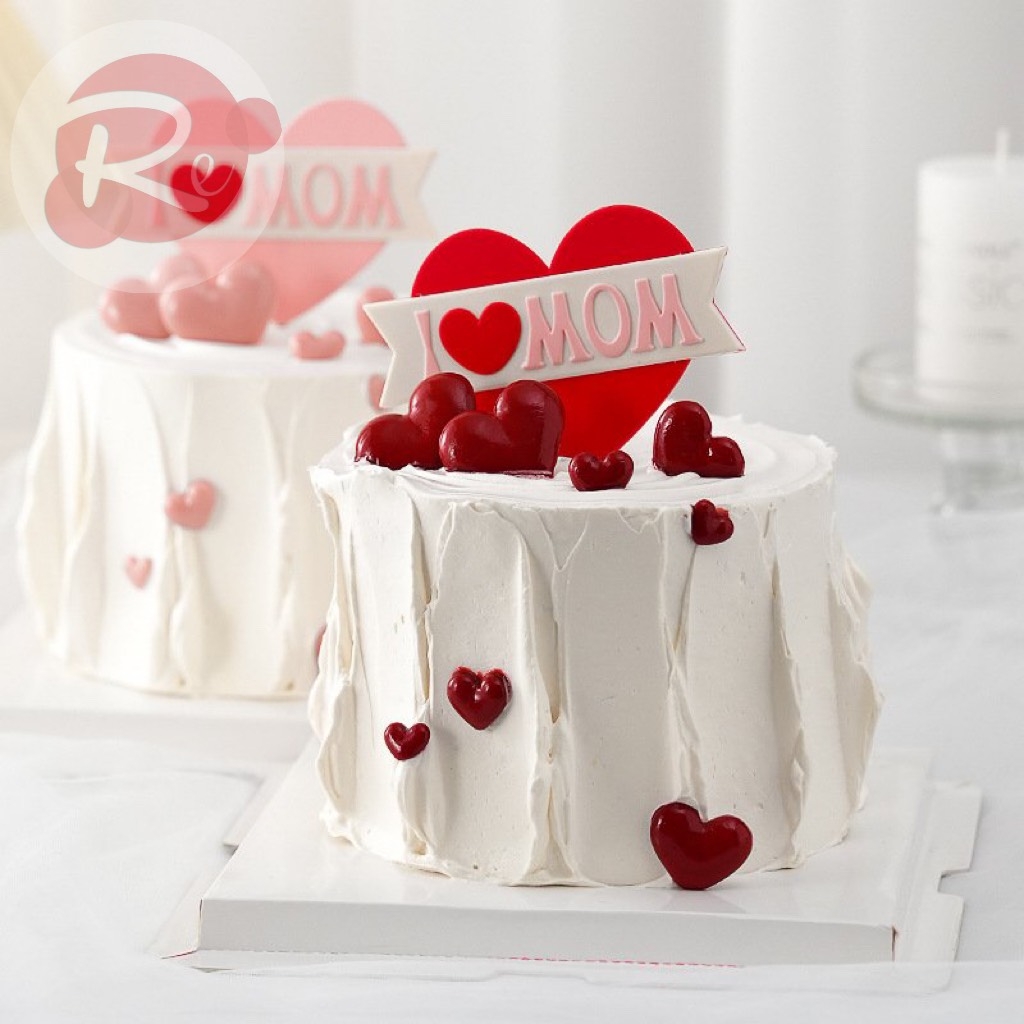 Que cắm Silicon tim - I LOVE MOM - đỏ