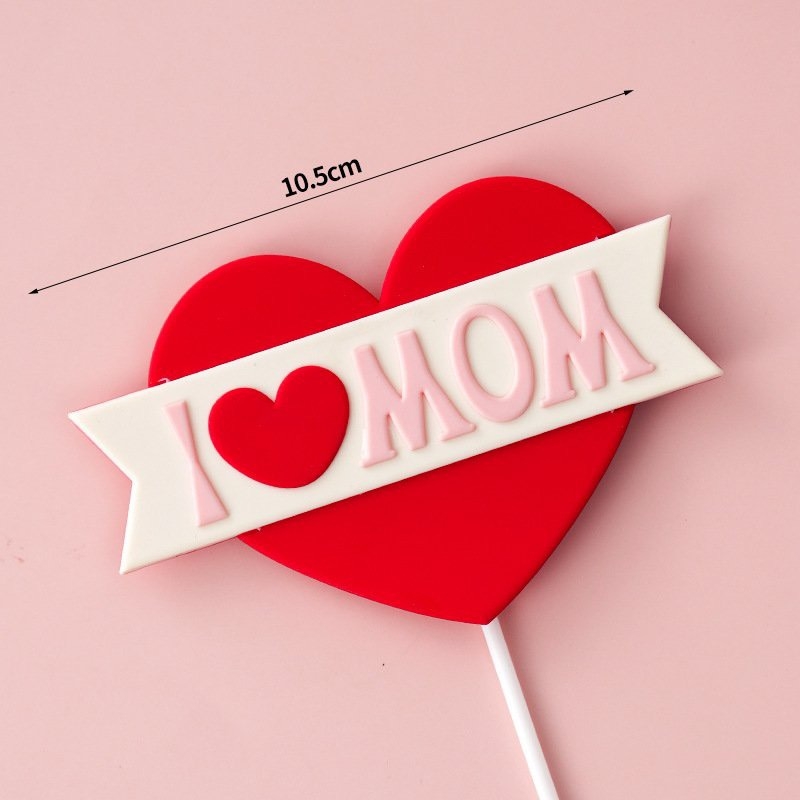 Que cắm Silicon tim - I LOVE MOM - đỏ