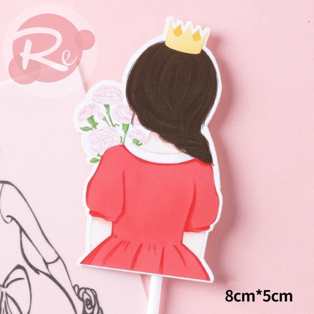 10 thẻ cô gái ôm hoa - Áo đỏ