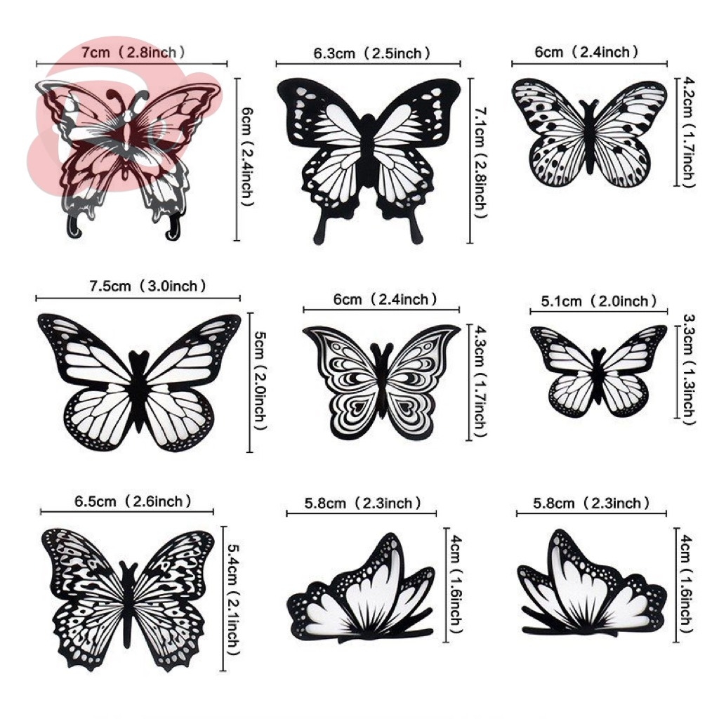 9 Bướm nhựa - Đen