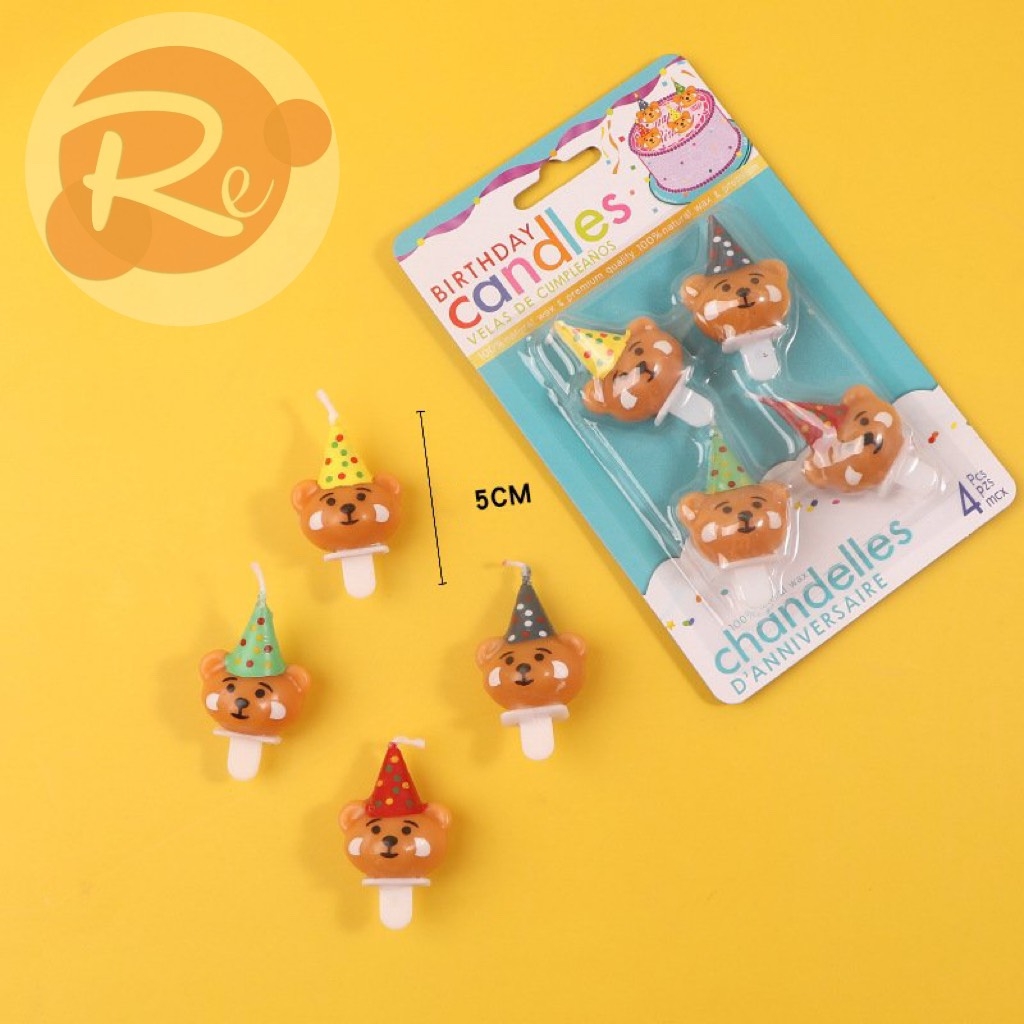 Hộp 4 nến gấu đội mũ