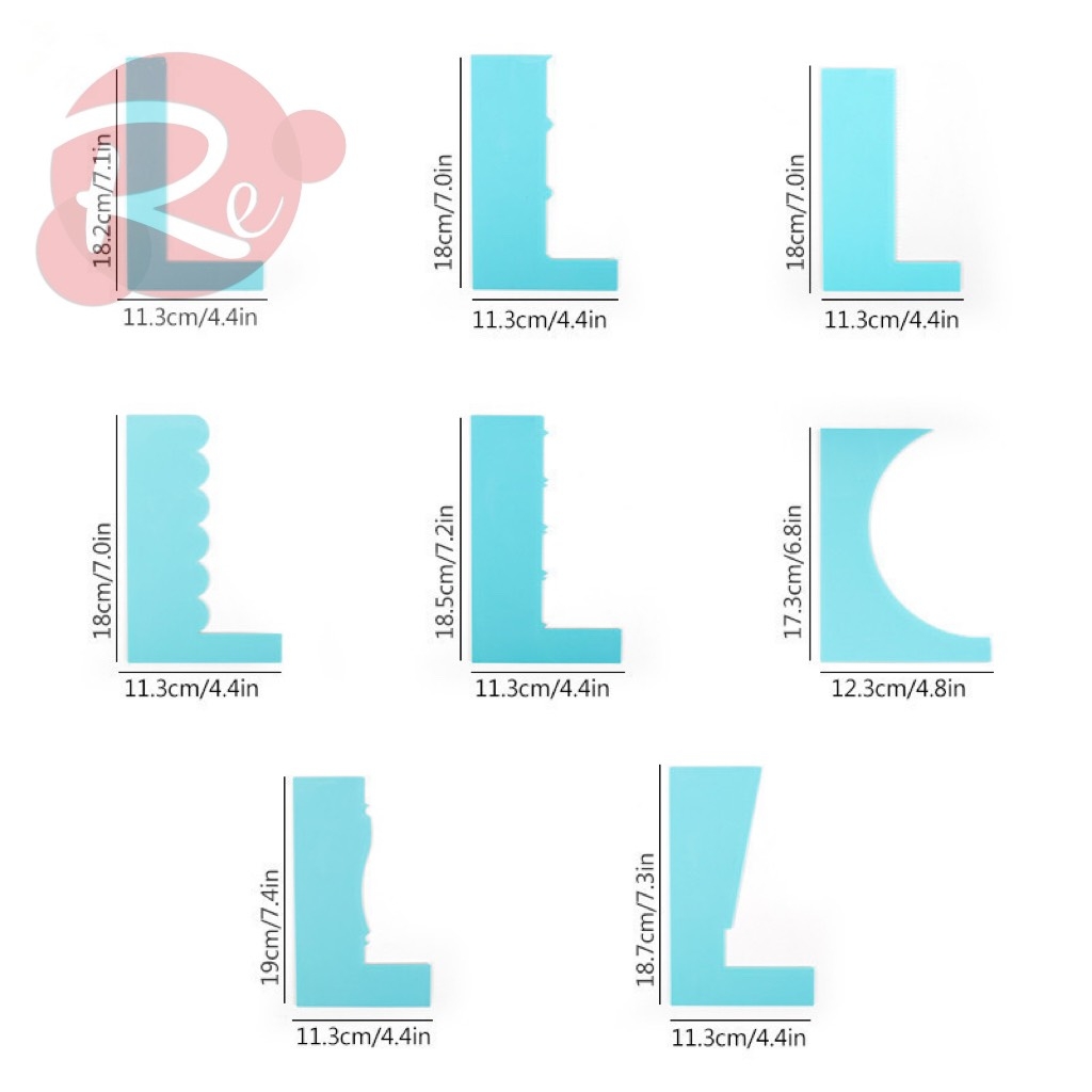 Bộ 8 dụng cụ chà láng, tạo vân, tạo viền trang trí bánh