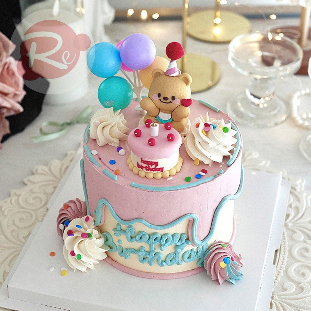 Bộ 2 Gấu và bánh sinh nhật