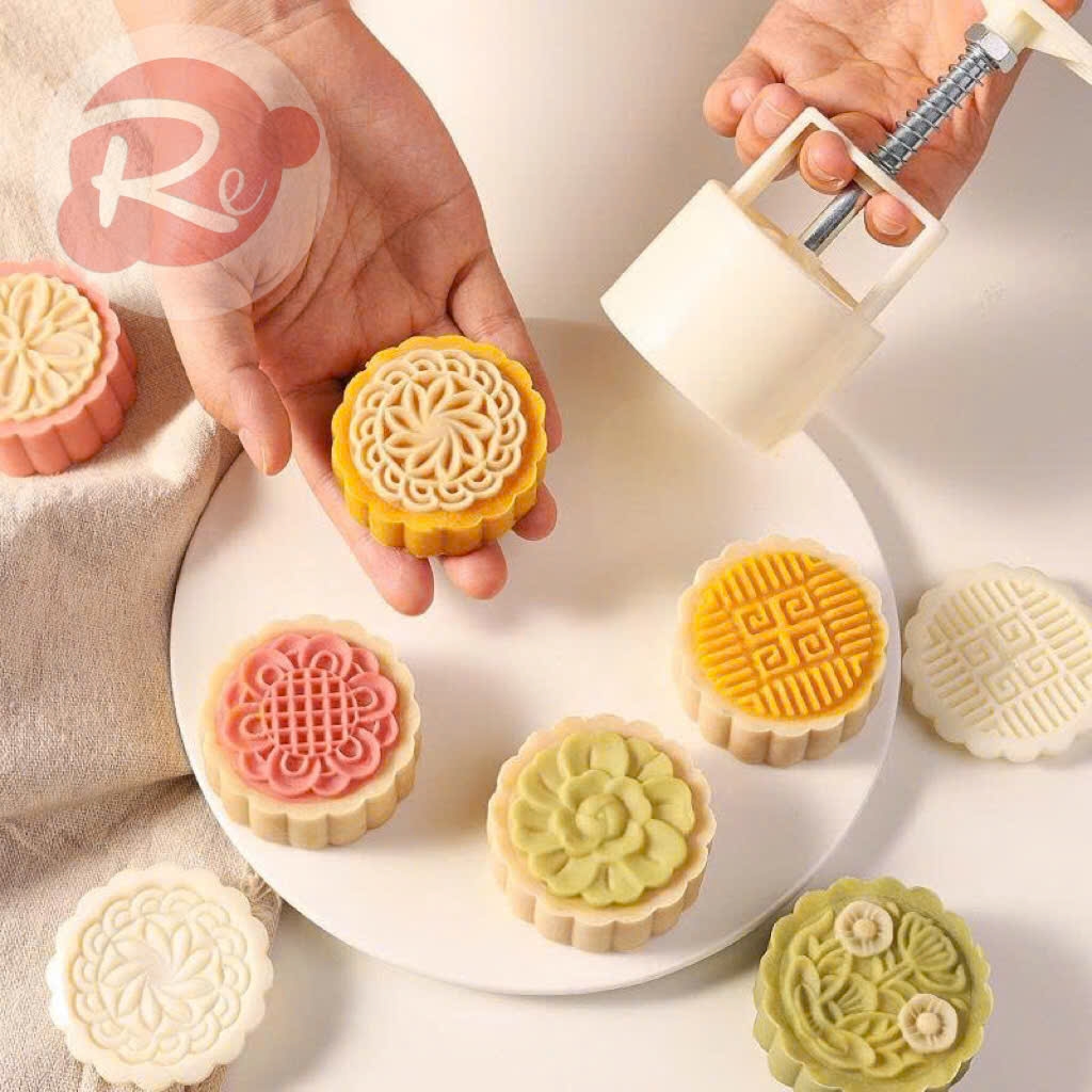 {75GRAM} Khuôn ấn bánh trung thu - Bộ 6 hoa